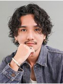ミディアムパーマ　スパイラルパーマ　アッシュブラック　ウルフ