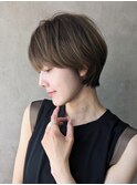 ひし形ショートボブ丸みくびれ/20代30代40代/縮毛矯正/前髪/横浜