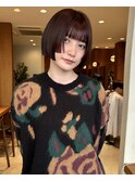 大人ボブ大人ショートボブ切りっぱなしボブ前髪あり前下がりボブ