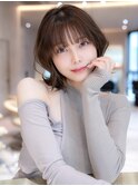 チョコグレージュ/20代30代大人かわいい/ミディアムレイヤー