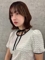 ロンドワン 三宮元町(Lond one)&nbsp;ミルクティーベージュのくびれボブ/フェザーバング