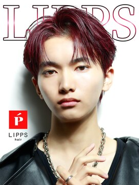 リップス 天神(LIPPS) 【LIPPS天神】赤髪韓国フェザーパーマ センターパートウルフヘア