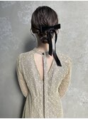 【リボンシニヨンヘアセット】ヘアアレンジリボンヘアカチモリ