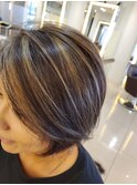 外国人風カラー 似合わせショート ハイライト バレイヤージュ 