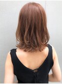大人かわいい前髪 ココアブラウン フリンジウェーブ 薄めバング