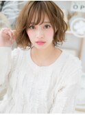 大人かわいい外国人風ハイライト波巻きボブc5越谷20代30代40代