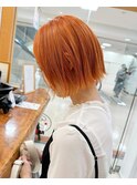 札幌ボブ ぱつっと外ハネボブ オレンジカラー