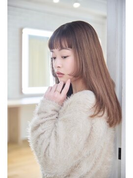 ケアリー 調布(Carelly) 大人かわいい前髪セシルカットココアブラウンフリンジウェーブ