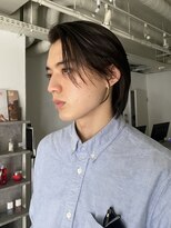 =メンズボブ/ダークアッシュ/ニュアンスパーマ／メンズウルフ