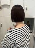 レイヤーミニウルフチェリーブラウンショート美髪前下がりボブ