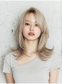 韓国/髪質改善/レイヤーカット/ミディアム/小顔/透明感カラー