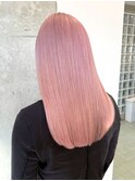 渋谷ピンクベージュカラーペールピンクカラー顔周りレイヤー30代