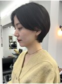 ショート/耳かけショート/ハンサム/前髪なし/地毛戻し/暗髪
