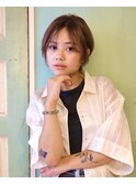 ハッシュカットレイヤーボブ艶カラーアッシュ