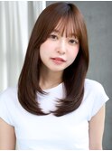 ★ミディアムレイヤーミルクベージュ内巻きワンカール