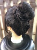 黒髪お団子フルアップ/ヘアアレンジ/編み込みアレンジ/結婚式