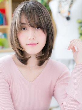 カバーヘア ブリス 上尾西口店(COVER HAIR bliss) ★斜めバングツヤ髪ハイライト前下がりカール20代30代40代★7