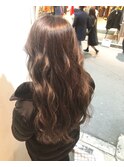 マロンブラウン_マロンベージュ Aラインボブ かきあげ