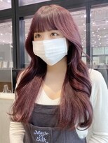 アルバム 銀座(ALBUM GINZA)&nbsp;ラベンダーカラー_斜めバンググレージュカラーシルキー_ba445081