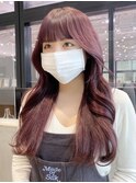 ラベンダーカラー_斜めバンググレージュカラーシルキー_ba445081
