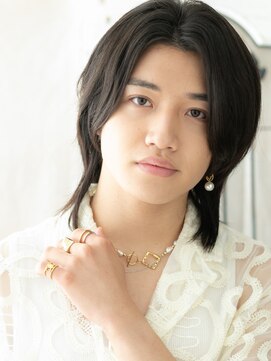 トニーアンドガイ メン 与野駅前店(TONI&GUY MEN) アッシュブラックでナチュラルなミディアムウルフe与野