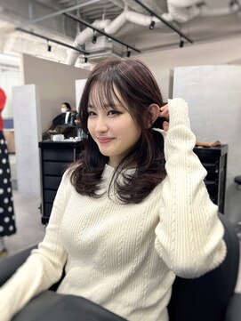 ジエクト カナウ(The Ect canow) レイヤーカットハイライトレイヤーロングボルドーカラー