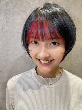ユー イケブクロ(u Ikebukuro) インナーカラー/ブリーチ/レッドカラー/前髪/ショートボブ