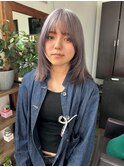 ラベンダーグレー+顔周りレイヤー+ウルフレイヤー