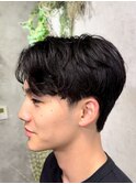 MEN’S HAIR/ブルーブラック/フェザーパーマ/ハイライト
