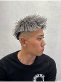 MEN’S HAIR/ツイストスパイラル/ホワイトハイライト/西院/眉毛