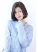 ローライトココアブラウン大人かわいいゆるふわシアーカラーボブ