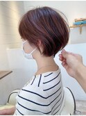 【ピンクブラウン×大人かわいい20代30代40代ショートボブ】