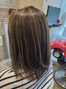 ステラ 東向日店(stella) ハイライトロブヘア/マロンベージュ/髪質改善/20代30代40代50代