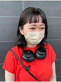 オン眉20代30代大人可愛い 黒髪ニュアンススタイル