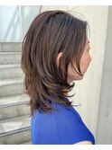 大人のミディアムレイヤースタイル☆オリーブブラウン