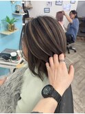 コントラスト　ハイライト　ミルクティーカラー