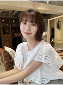 切りっぱなしボブエアリーロング美髪ピンクブラウン