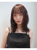 ミニウルフレイヤーカット顔周り韓国ミディアムロング