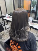 グレーバレイヤージュハイライトダブルカラーケアブリーチ