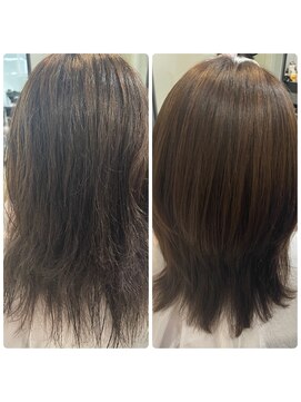 ラブクロムトーキョー オモテサンドウ(LOVECHROME OMOTESANDO) 美髪ストレート　髪質改善　センターパート