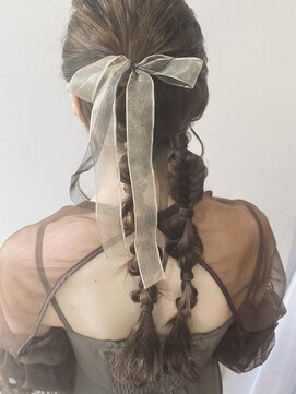 ネリー 銀座(NERIE) 持ち込みリボン◎twinあみおろしアレンジ