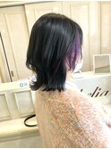 ウルフカット×パープルイヤリングカラー