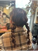 おさげの編み下ろしアレンジ☆