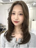 ハイライトカラーミルクティーベージュケアブリーチダブルカラー