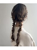 結婚式ヘアセットツイン編み下ろしスタイル