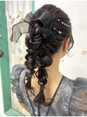 編みおろしツインポニー/ツインポニー/編みおろし/ヘアセット