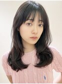 面長さんに似合うシースルーバング小顔くびれミディ20代30代40代