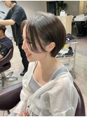 大人可愛い20代30代40代黒髪前下がりショートボブ丸みショート◎