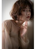 マロンベージュ細めハイライト抜け感ボブパーマv川口30代40代