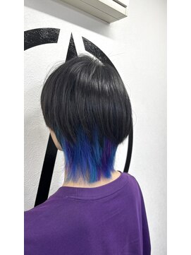 アルケム 学芸大学(AlChem) 【Hana指名】ウルフに襟足青系カラフル[学芸大学前/ハイトーン]